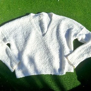 Free people light cream cropped sweater